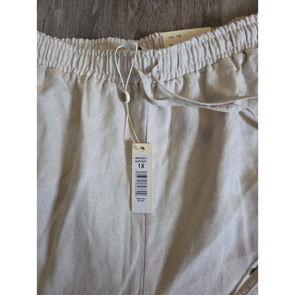 Max Studio London 2 Piece Set Striped Knit Top & Linen Blend Pants 1X NEW - Picture 3 of 8